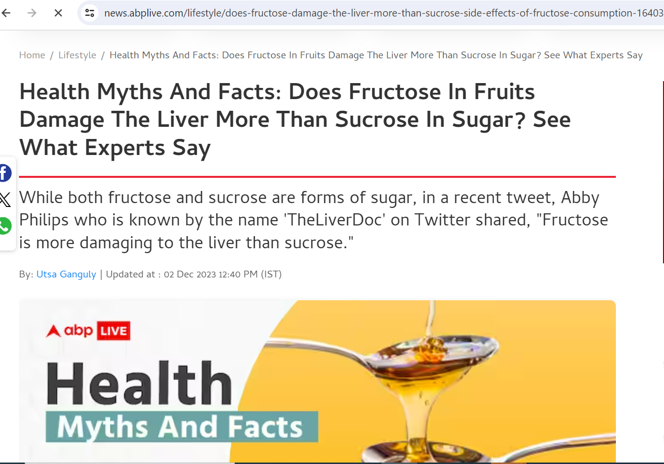 Health Myths And Facts: Does Fructose In Fruits Damage The Liver More Than Sucrose In Sugar? See What Experts Say